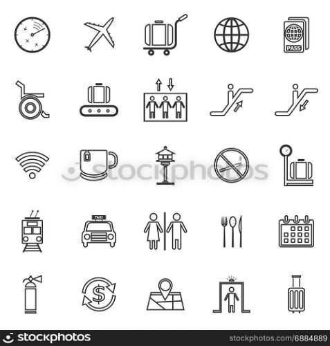 Airport line icons on white background, stock vector