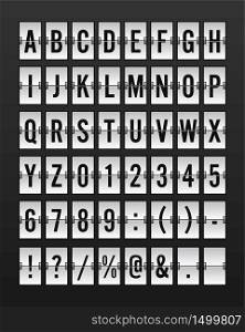 Airport Mechanical Flip Board Panel Font - Black Font on White Background Vector Illustration