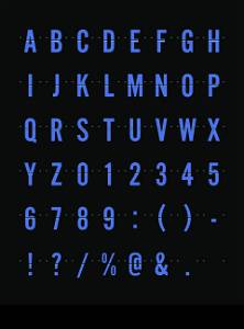 Airport Mechanical Flip Board Panel Font - Blue Font on Dark Background Vector Illustration