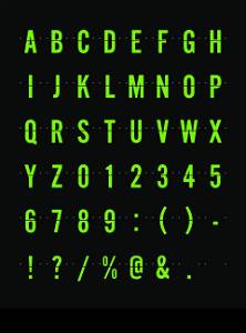 Airport Mechanical Flip Board Panel Font - Green Font on Dark Background Vector Illustration