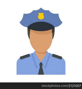 Airport police officer icon. Flat illustration of airport police officer vector icon isolated on white background. Airport police officer icon flat isolated vector