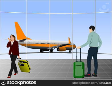 Airport scene . Vector illustration for designers