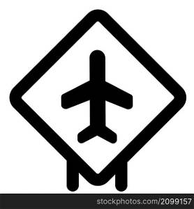 Airport sign board with an airplane layout