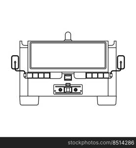 Airport tow truck transportation vector icon illustration outline. Vehicle aviation service transport isolated white line thin