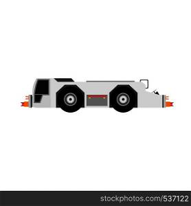 Airport tow truck vector flat side view. Evacuation transportation airplane service rescue