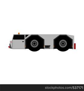 Airport tow truck vector flat side view. Evacuation transportation airplane service rescue