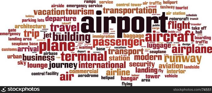 Airport word cloud concept. Vector illustration