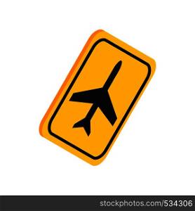 Airport yellow sign icon in isometric 3d style on a white background. Airport yellow sign icon, isometric 3d style