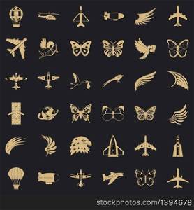Airship icons set. Simple style of 36 airship vector icons for web for any design. Airship icons set, simle style