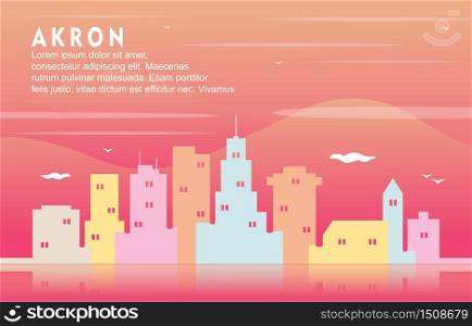Akron Ohio City Building Cityscape Skyline Dynamic Background Illustration