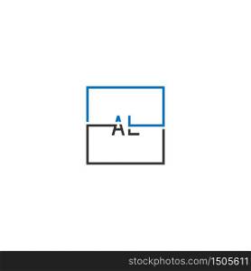 AL logo letter design concept in black and blue color