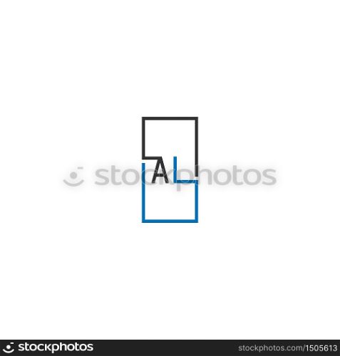 AL logo letter design concept in black and blue color