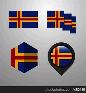 Aland flag design set vector