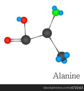 Alanine 3D molecule. Cartoon illustration of alanine 3D molecule vector for web design. Alanine 3D molecule chemical science