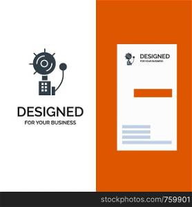 Alarm, Alert, Bell, Fire, Intruder Grey Logo Design and Business Card Template