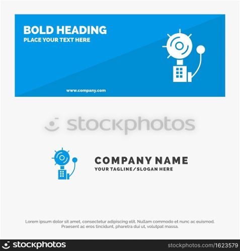 Alarm, Alert, Bell, Fire, Intruder SOlid Icon Website Banner and Business Logo Template