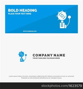 Alarm, Alert, Bell, Fire, Intruder SOlid Icon Website Banner and Business Logo Template