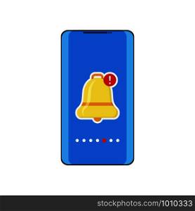 alarm bell notification on the phone in flat style. alarm bell notification on the phone in flat