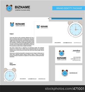 Alarm Business Letterhead, Envelope and visiting Card Design vector template