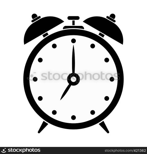 Alarm clock black simple icon isolated on white background. Alarm clock black simple icon