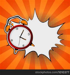 alarm clock comics in pop art style, vector. alarm clock comics in pop art style