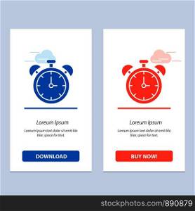 Alarm, Clock, Education, Time Blue and Red Download and Buy Now web Widget Card Template