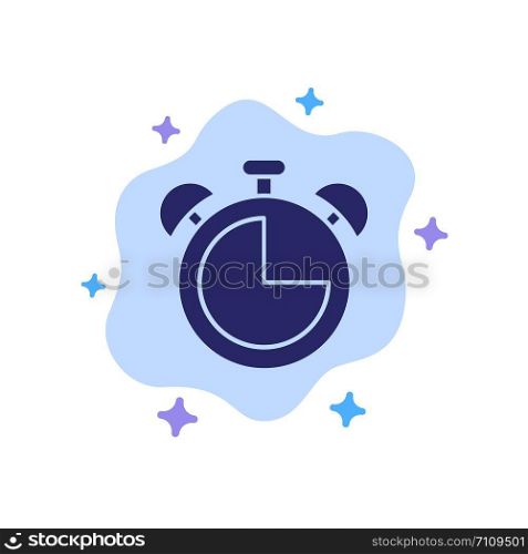 Alarm, Clock, Education, Timer Blue Icon on Abstract Cloud Background