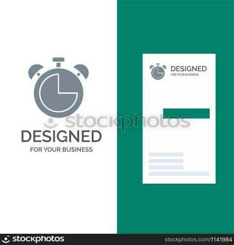 Alarm, Clock, Education, Timer Grey Logo Design and Business Card Template