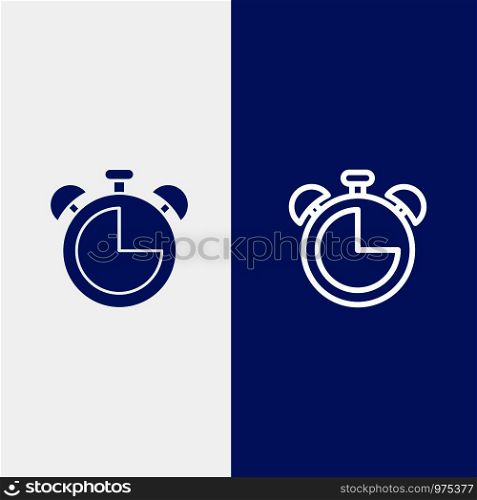 Alarm, Clock, Education, Timer Line and Glyph Solid icon Blue banner Line and Glyph Solid icon Blue banner