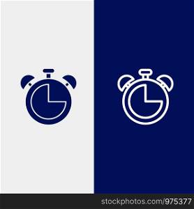 Alarm, Clock, Education, Timer Line and Glyph Solid icon Blue banner Line and Glyph Solid icon Blue banner