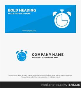 Alarm, Clock, Education, Timer SOlid Icon Website Banner and Business Logo Template