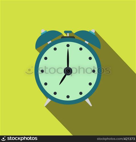 Alarm clock flat icon on a yellow background. Alarm clock flat icon