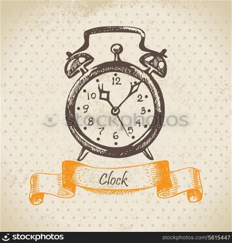 Alarm clock, hand drawn illustration&#x9;