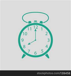 Alarm clock icon. Gray background with green. Vector illustration.