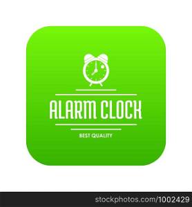 Alarm clock icon green vector isolated on white background. Alarm clock icon green vector