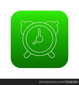 Alarm clock icon green vector isolated on white background. Alarm clock icon green vector