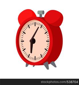 Alarm clock icon in cartoon style on a white background. Alarm clock icon, cartoon style