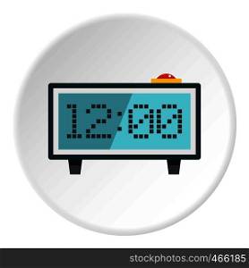 Alarm clock icon in flat circle isolated on white background vector illustration for web. Alarm clock icon circle
