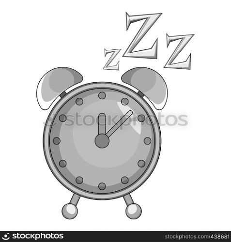 Alarm clock icon in monochrome style isolated on white background vector illustration. Alarm clock icon monochrome