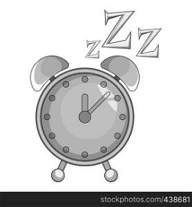 Alarm clock icon in monochrome style isolated on white background vector illustration. Alarm clock icon monochrome