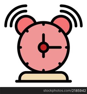 Alarm clock icon. Outline alarm clock vector icon color flat isolated. Alarm clock icon color outline vector