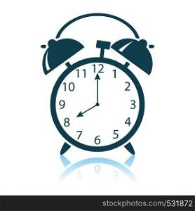 Alarm Clock Icon. Shadow Reflection Design. Vector Illustration.
