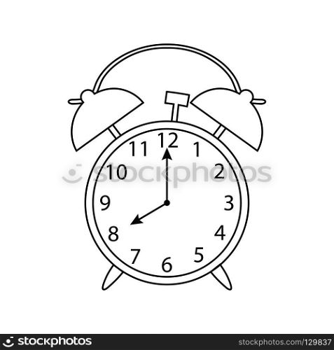 Alarm clock icon. Thin line design. Vector illustration.