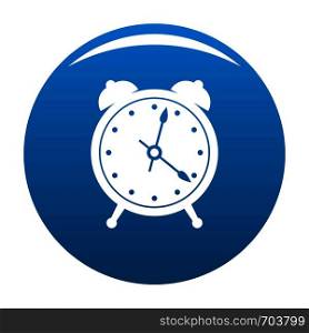Alarm clock icon vector blue circle isolated on white background . Alarm clock icon blue vector