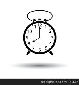 Alarm clock icon. White background with shadow design. Vector illustration.