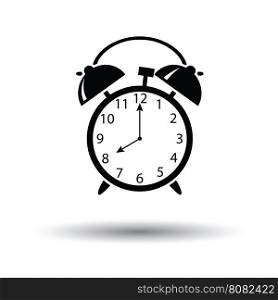 Alarm clock icon. White background with shadow design. Vector illustration.