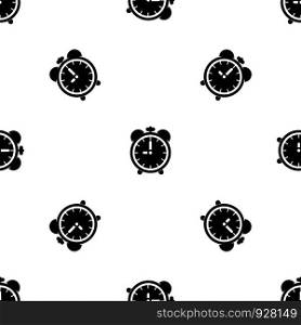 Alarm clock pattern repeat seamless in black color for any design. Vector geometric illustration. Alarm clock pattern seamless black