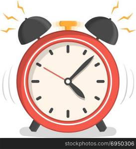 Alarm Clock. Red alarm clock, flat design, vector eps10 illustration