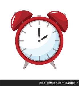 Alarm clock red wake up time consept icon iin flat style. Vector illustration isolated on white background.. Alarm clock red wake up time consept icon iin flat style. Vector illustration isolated on white