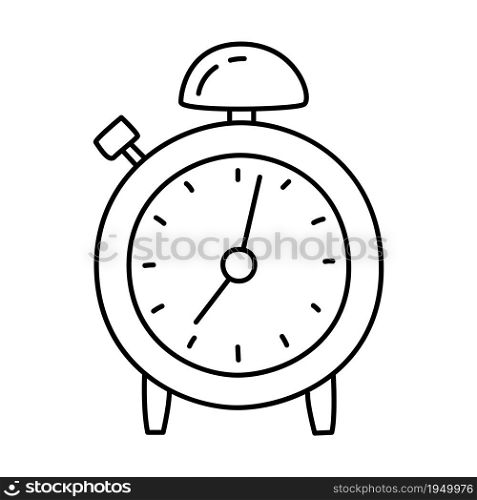 Alarm clock sketch. Hand drawn black and white doodle vector illustration.